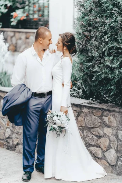 Bride Groom Wedding Day Outdoor — Stock Photo, Image