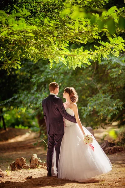 Gelin ve damat onların düğün günü Park