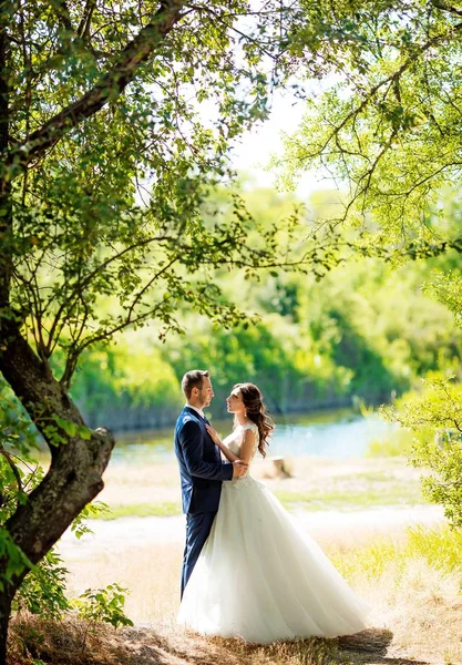 Mariés Jour Leur Mariage Dans Parc — Photo