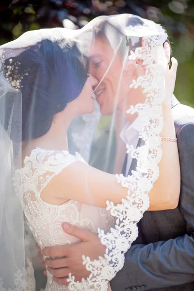 Bride Groom Wedding Day Park — Stock Photo, Image