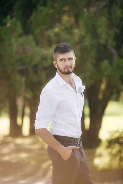 Yakışıklı Damat Gelini Bekliyor — Stok fotoğraf