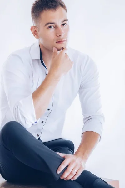 Stylish Man Posing Studio — Stock Photo, Image