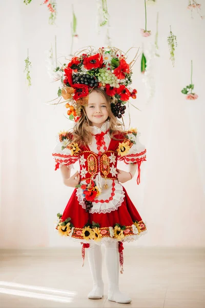 Cheerful Little Girl National Costume — Stock Photo, Image