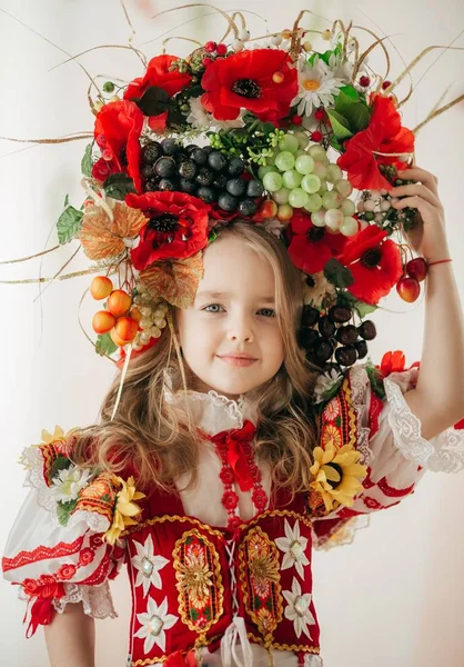 Cheerful Little Girl National Costume — Stock Photo, Image