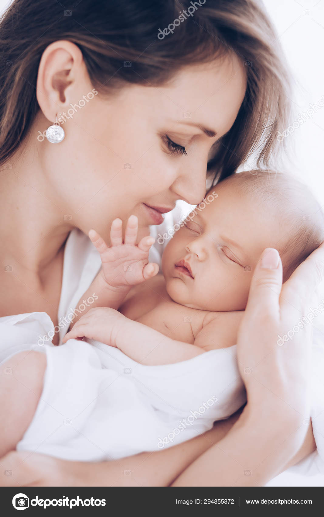 cute baby girl with mom