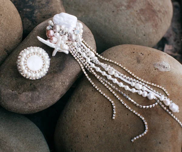 Krásné Elegantní Ručně Vyráběné Šperky — Stock fotografie