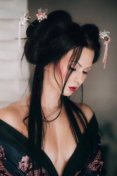 Porträt Einer Japanischen Geisha Frau — Stockfoto