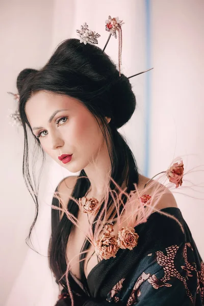 Portret Van Een Japanse Geisha Vrouw — Stockfoto