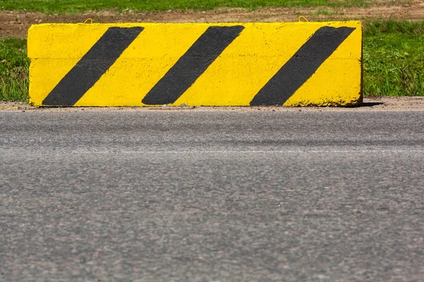 Concrete Safety Block Installed Side Road Paved Road Stock Image