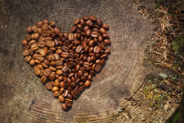 Granos Café Sobre Fondo Textura Antigua Madera Café Orgánico Granos — Foto de Stock