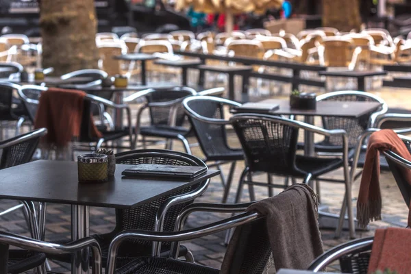 Beautiful Cafe Street European City Tables Chairs Stree — Stock Photo, Image
