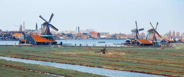 Zaanse Schans Netherlands Апреля 2018 Года Взгляд Ветряных Мельниц Zaanse — стоковое фото