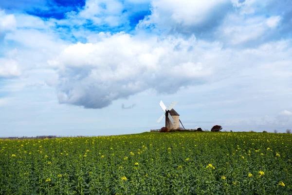 Alte Traditionelle Normannische Windmühle Auf Dem Feld Normandie Franken — Stockfoto