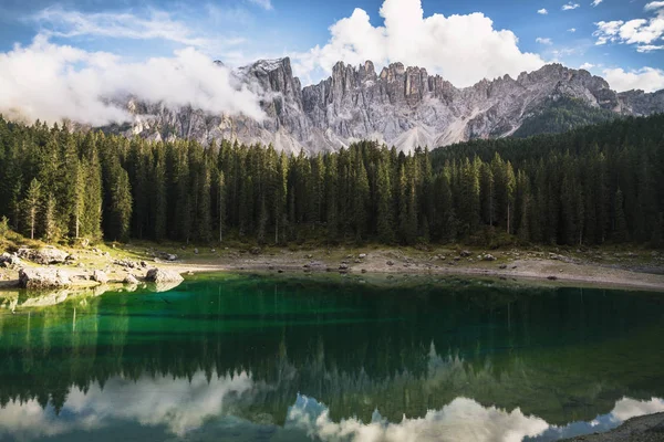Vista Lago Carezza Dolomites Ital — Fotografia de Stock
