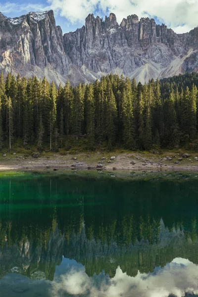 Bela Paisagem Vista Lago Carezza Dolomitas Ital — Fotografia de Stock