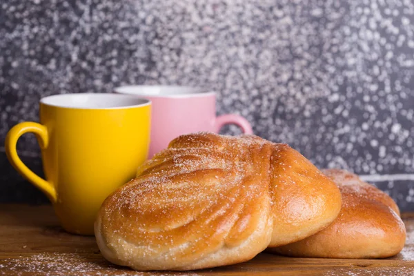 Deliciosos Pães Apetitosos Café Para Breakfas — Fotografia de Stock