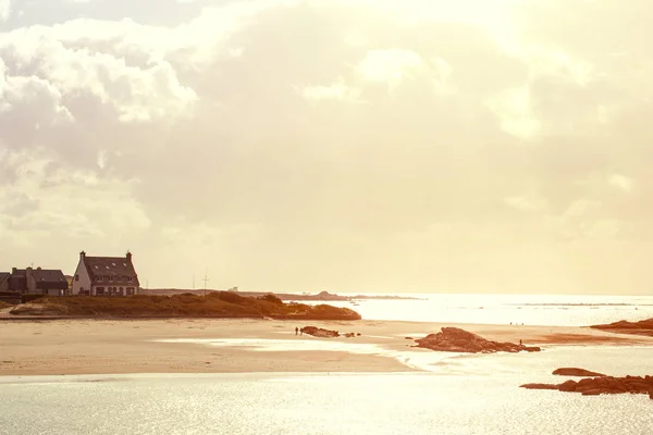 Typische Bretagne Kust Bij Tregastel Het Noorden Van Frankrijk Sunse — Stockfoto