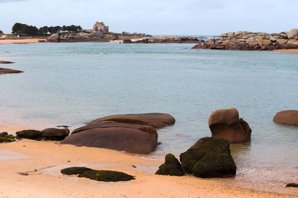 Typisk Bretagne Kust Vid Tregastel Norra Franc — Stockfoto