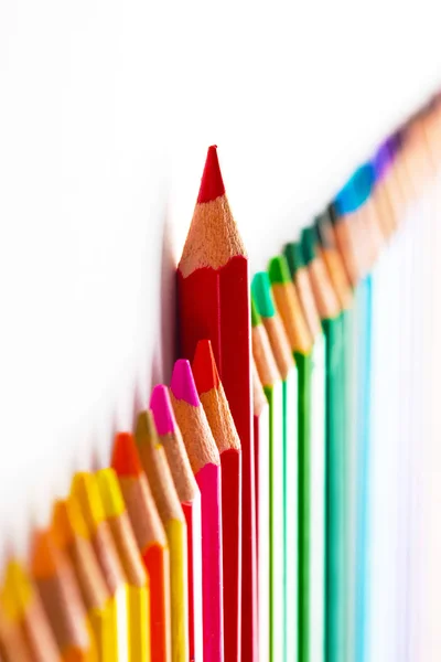 Concept Leadership Avec Crayon Démarquant Foule Autres Crayon — Photo