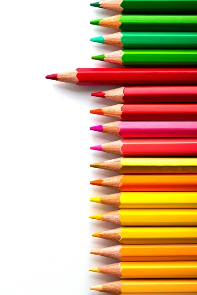 Concept Leadership Avec Crayon Démarquant Foule Autres Crayon — Photo