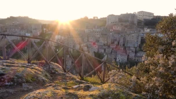 Vista Sulla Città Vecchia Tufo Sorano — Video Stock