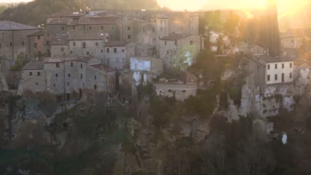 Bekijken Van Oude Stad Van Beroemde Tuff Sorano — Stockvideo