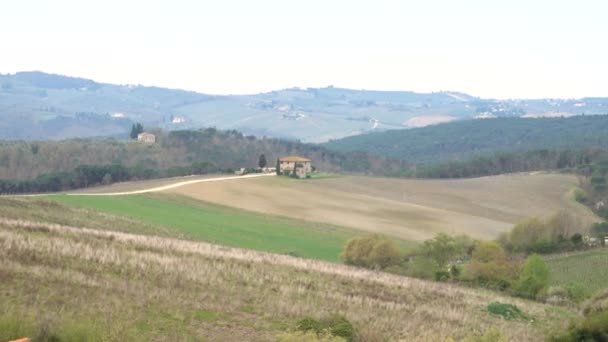 Tipikus Tuscanian Táj Gyönyörű Zöld Dombok — Stock videók