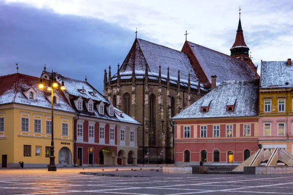 Brasov Rumunia Listopada 2017 Widok Zabytkowe Centrum Czarny Kościół Brasov — Zdjęcie stockowe