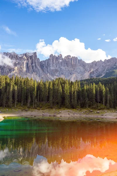 Όμορφο Τοπίο Άποψη Του Lago Carezza Δολομίτες Ital — Φωτογραφία Αρχείου