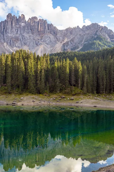 Bela Paisagem Vista Lago Carezza Dolomitas Ital — Fotografia de Stock