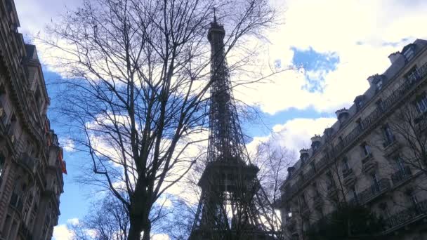 Paris França Março 2018 Vista Sobre Famosa Torre Eiffel Uma — Vídeo de Stock