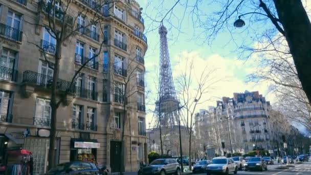 París Francia Marzo 2018 Vista Famosa Torre Eiffel Desde Una — Vídeos de Stock