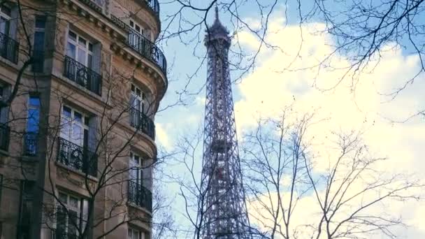Paris França Março 2018 Vista Sobre Famosa Torre Eiffel Uma — Vídeo de Stock