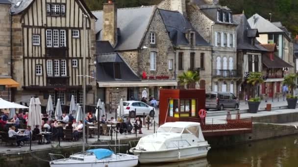 Дінан Франція Кві 2018 Вид Порт Dinan Річці Ранс Бретань — стокове відео