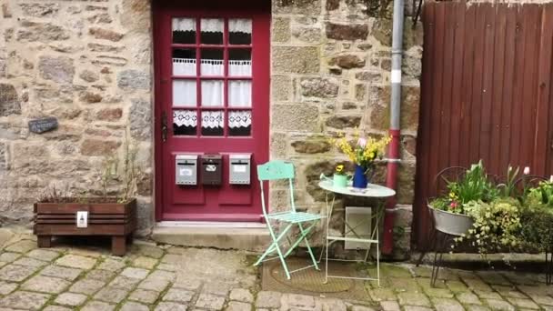 Dinan France April 2018 View Empty Beautiful Street Old Traditional — Stock Video