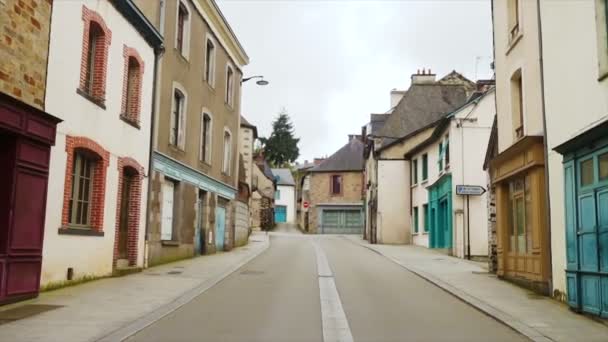 Пустая Улица Маленького Бретонского Городка Vitre Бретань — стоковое видео