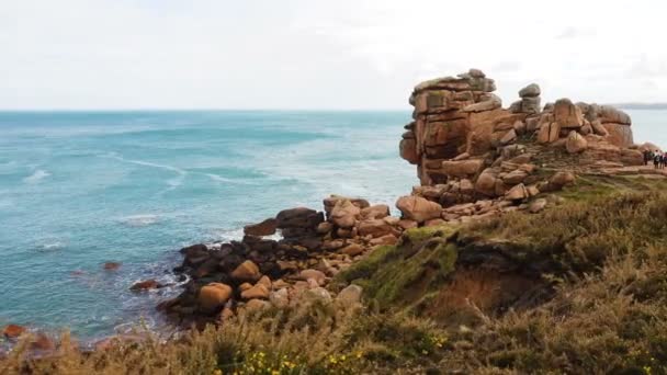 Brittany Fransa Daki Rocky Atlantik Okyanus Kıyısı — Stok video