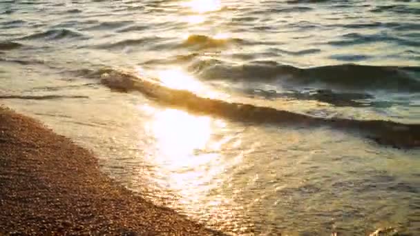 日の出時に美しい海サーフをクローズ アップ — ストック動画