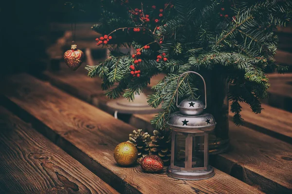 Christmas Decor Houten Tabl — Stockfoto
