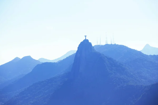 Evening Hills Statue Jesus Rio Janeiro Abstract Shot Sunset Time — Stock Photo, Image