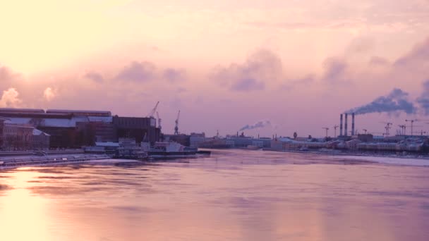 Inverno Aterro Rio Neva São Petersburgo Rússia — Vídeo de Stock