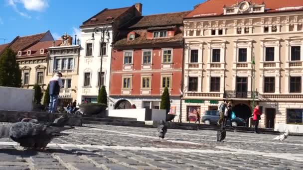 Brasov Rumania Noviembre 2017 Vista Plaza Principal Ciudad Rumana Brasov — Vídeos de Stock