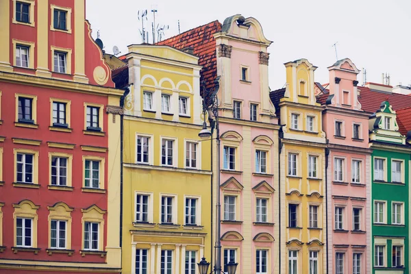 Kleurrijke Gebouwen Van Wroclaw Het Centrale Stadsplein Stary Ryne — Stockfoto