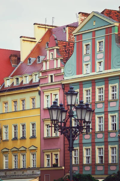 Bunte Gebäude Breslau Hauptplatz Stary Ryne — Stockfoto