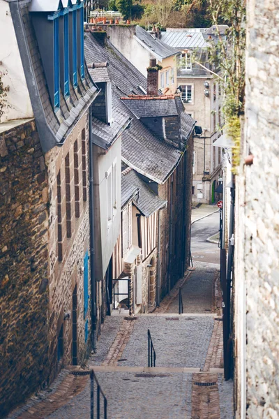 Hermosas Calles Con Casas Colombage Famosa Ciudad Morlaix Normandía Franco —  Fotos de Stock