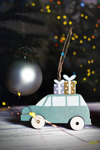 Weihnachten Neujahrsspielzeug Vor Dem Hintergrund Der Weihnachtszeit — Stockfoto