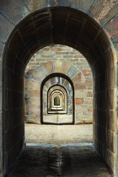 Fond Arcs Sur Aqueduc Dans Célèbre Ville Morlaix Normandie Franc — Photo