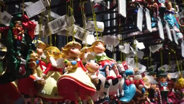 Dnipro Ucrania Diciembre 2017 Las Decoraciones Navideñas Mercado Cerca — Vídeo de stock