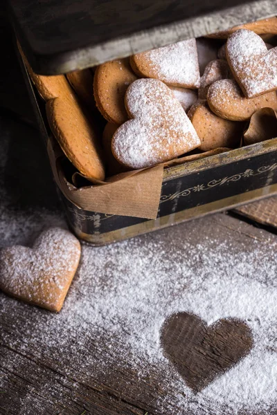 Vánoční Pozadí Domácí Koláče Pro Den Svatého Valentýna Cukroví Podobě — Stock fotografie