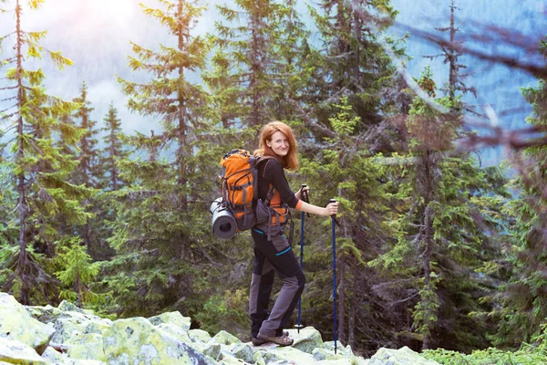 Girl Hiker Carpathians Mountains Gorgany Ukraine — Stock Photo, Image